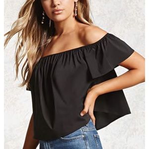 Black off the shoulder blouse